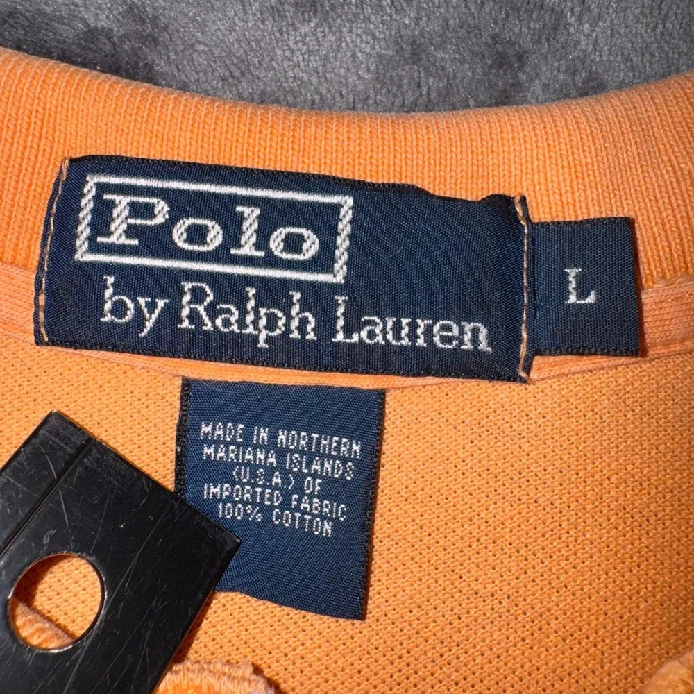 Polo Ralph Lauren Mens Large Orange Cotton Pique Short Sleeve Polo Shirt